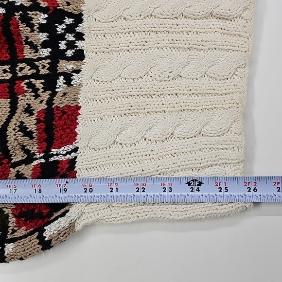 80s 90s Style Jennifer Reed Handknit Sweater Abstract Design & Cable Knit Waist - Picture 12 of 12